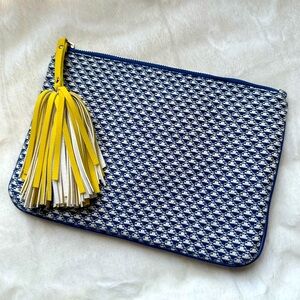 Cute Summer Zippered Clutch in Blue White Yellow